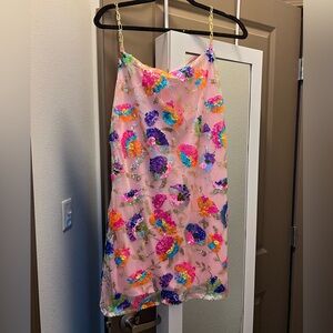 Sequin Dress with pink underlay size medium